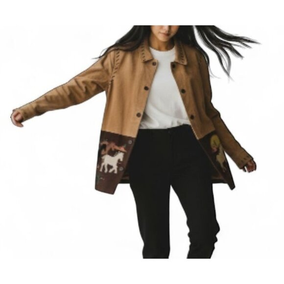 Vintage Quacker Factory Genuine Suede Western Jacket Horses & Southwest - Picture 15 of 15